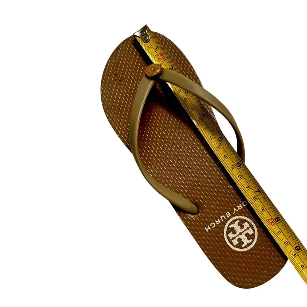 Tory Burch Signature Monogram Brown Flip-Flops Women's Size 5.5/6 Casual Luxury